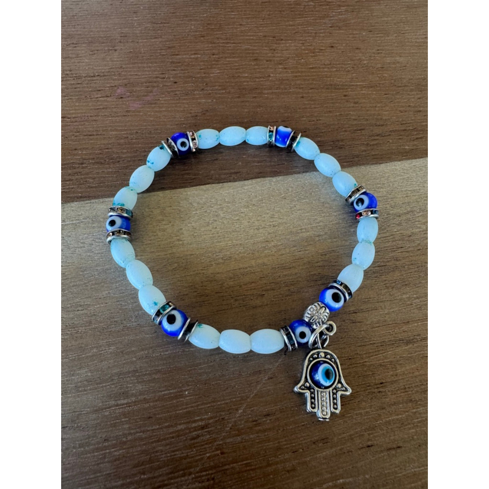 Light Blue Blue Evil Eye Hamsa Charm Bracelet One Size